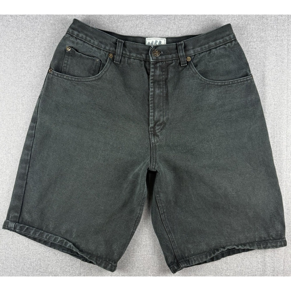 Vintage G.A.R.B. Black Denim Jean Shorts Mens 32 100% Cotton 10" Inseam